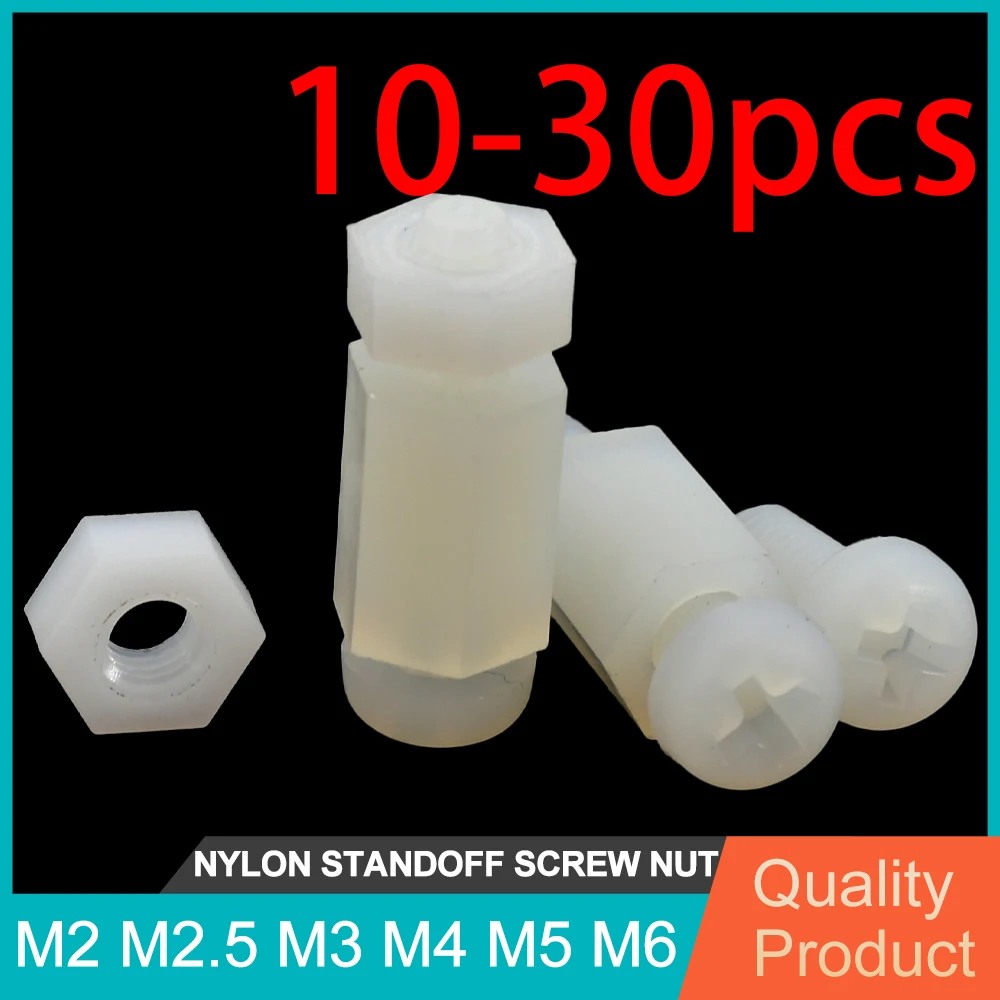 

Nylon Standoff White Thread Screw Bolt Nut Set Motherboard Standoffs Spacers Male To Female Hex PCB Pillars M2 M2.5 M3 M4 M5 M6