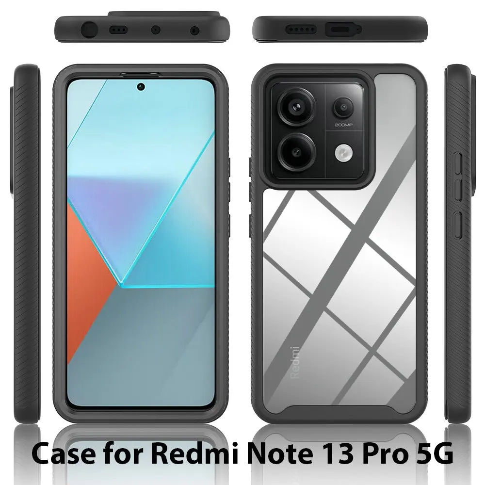 Mi 10T Pro 13T 5G Crystal Case Bumper Front Back Film 360 Protect for Xiaomi Redmi Note 13 Pro 12 R 11 12C T 10 S 12s 13c Cover