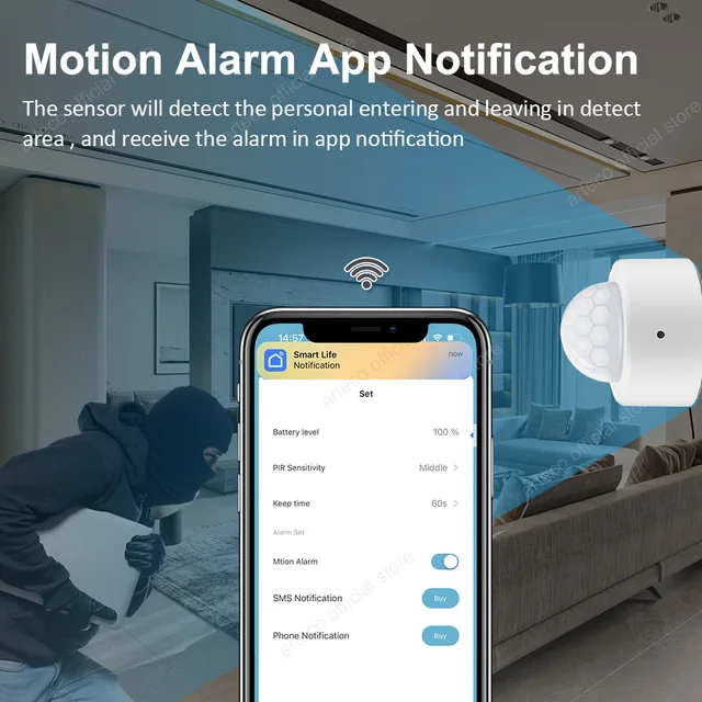 Zigbee 3.0 Motion Sensor With Pir Infrared Human Body Movement Wireless Detector Smart Home Tuya Smart Life App Works With Alexa 3