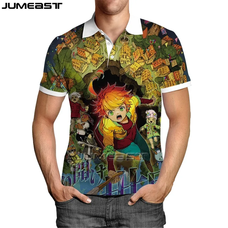 

Jumeast Men's Blouses 3D Sweatshirt Cartoon Anime The Promised Neverland Polo Women's T Shirt Hip Hop Sport Pullover Tops Tees