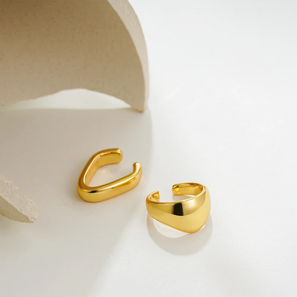 Simple Geometry C Shape Gold Plated Clip Earrings Stainless Steel Hypoallergenic Girl No Piercing for Cartilage Ear Cuff Earclip