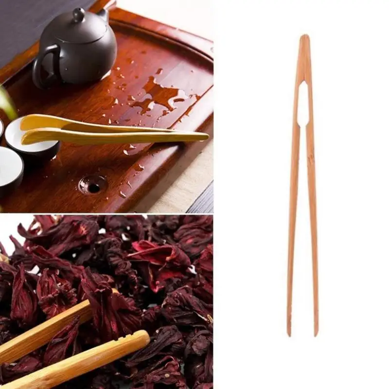 1pc Wooden Tea Tweezer Bacon Tea Clip Tongs Bamboo Salad Food Toast Bend Clip Straight Clips Kitchen Accessories Teaware bamboo tea accessories wooden food tongs bamboo tongs tea bag tongs