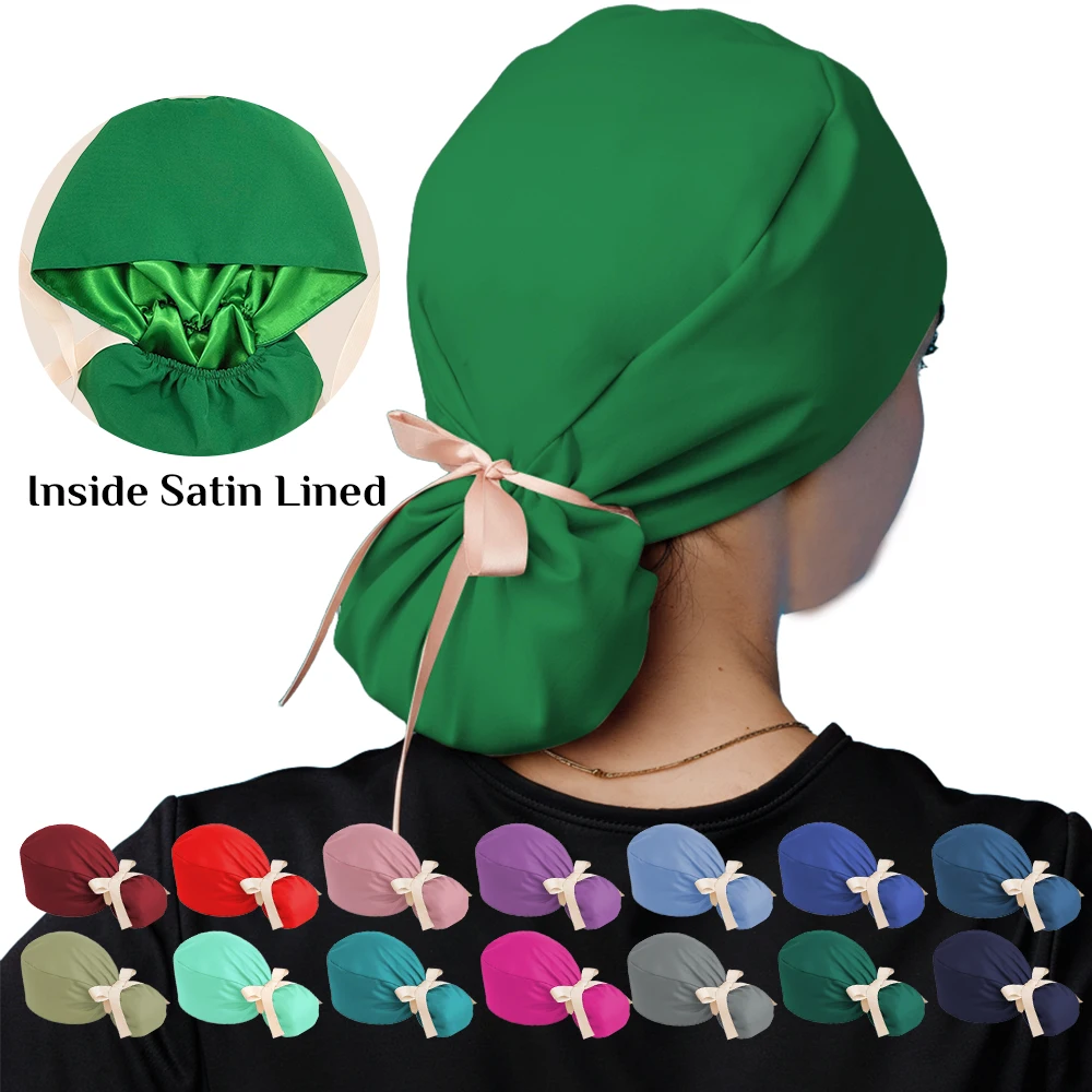 Satin Lined Silky Green Scrub Cap