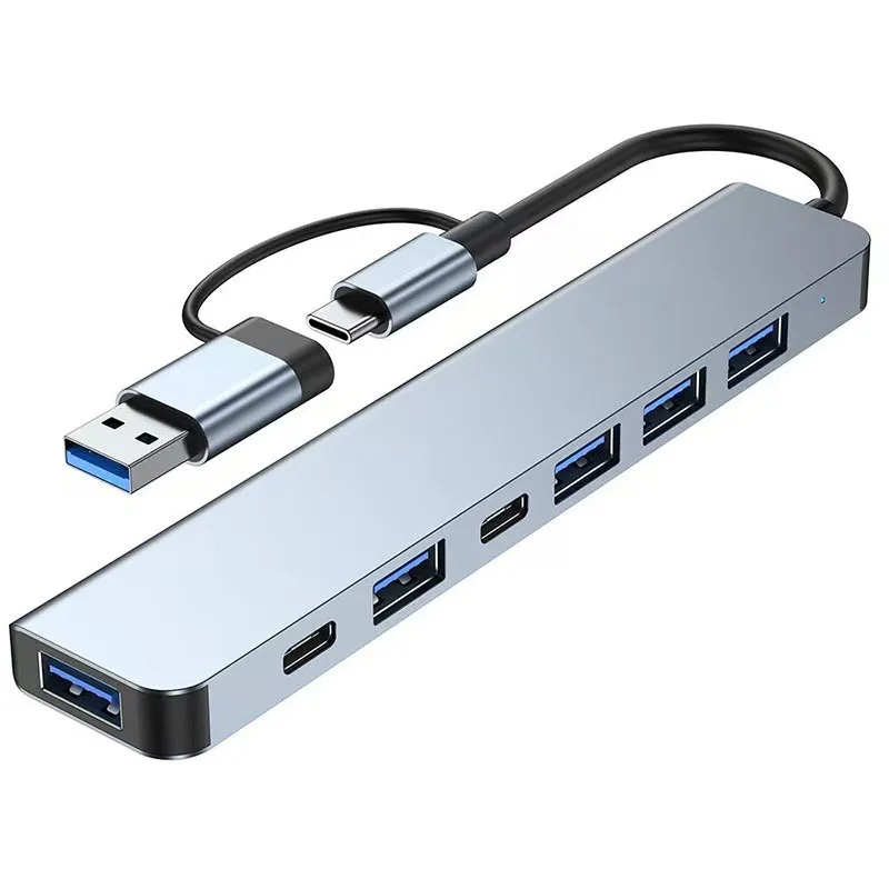 Multi-Port USB-C Hub with USB, SD/TF, and Audio Connectivity