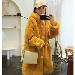 Winter Women Thick Warm Plus Size Female Plush Coats Faux Rabbit Fur Coat Luxury Long Fur Coat Loose Lapel OverCoat