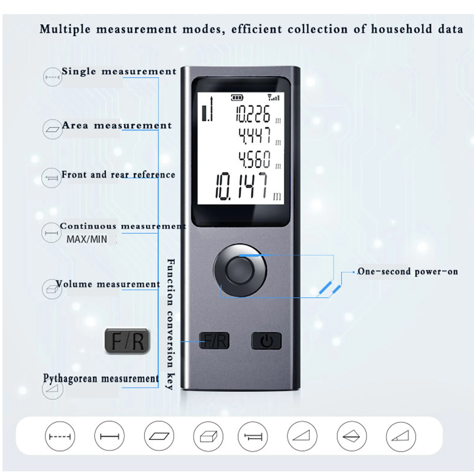 Laser Rangefinder Mini Laser Rangefinder Digital Tape Measure Laser Ruler USB Charge Aluminum Alloy Fuselage Measuring Distance 30/50/60m