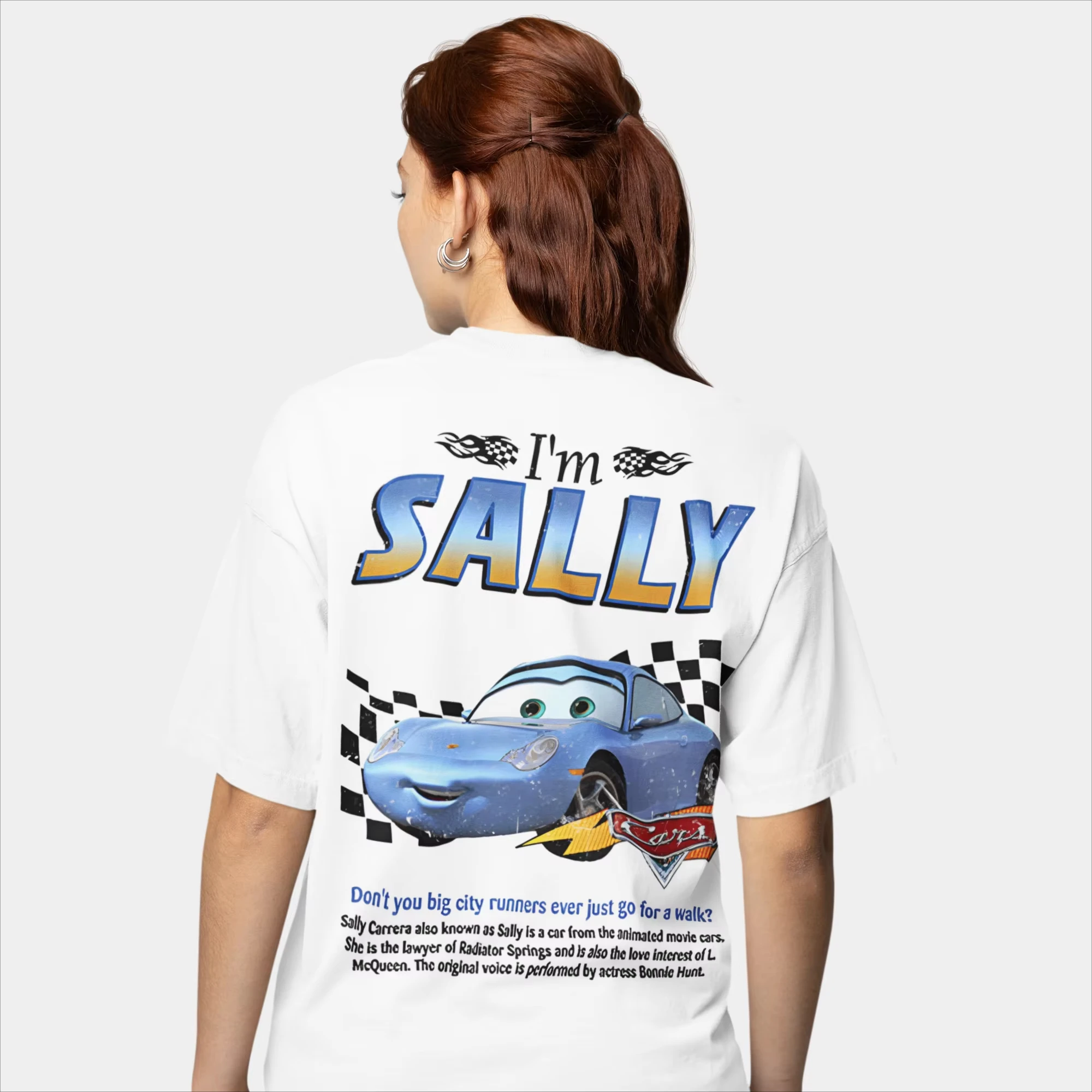 Lightning Mcqueen and Sally Back Print Couples T-shirt For Men