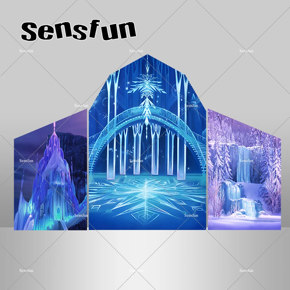 

Замороженная тема целая сарая форма дом свод фон крышка принцесса девочки ребенок душ зима день рождения вечерние фоны Doubleside