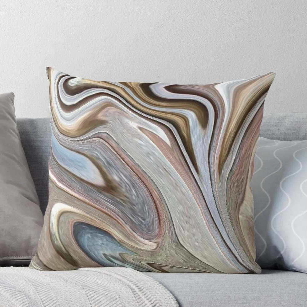 

1980s Abstract neutral brown tan marble swirls mid century modern Throw Pillow Cushion Cover Luxury Luxury Pillow Case Anime