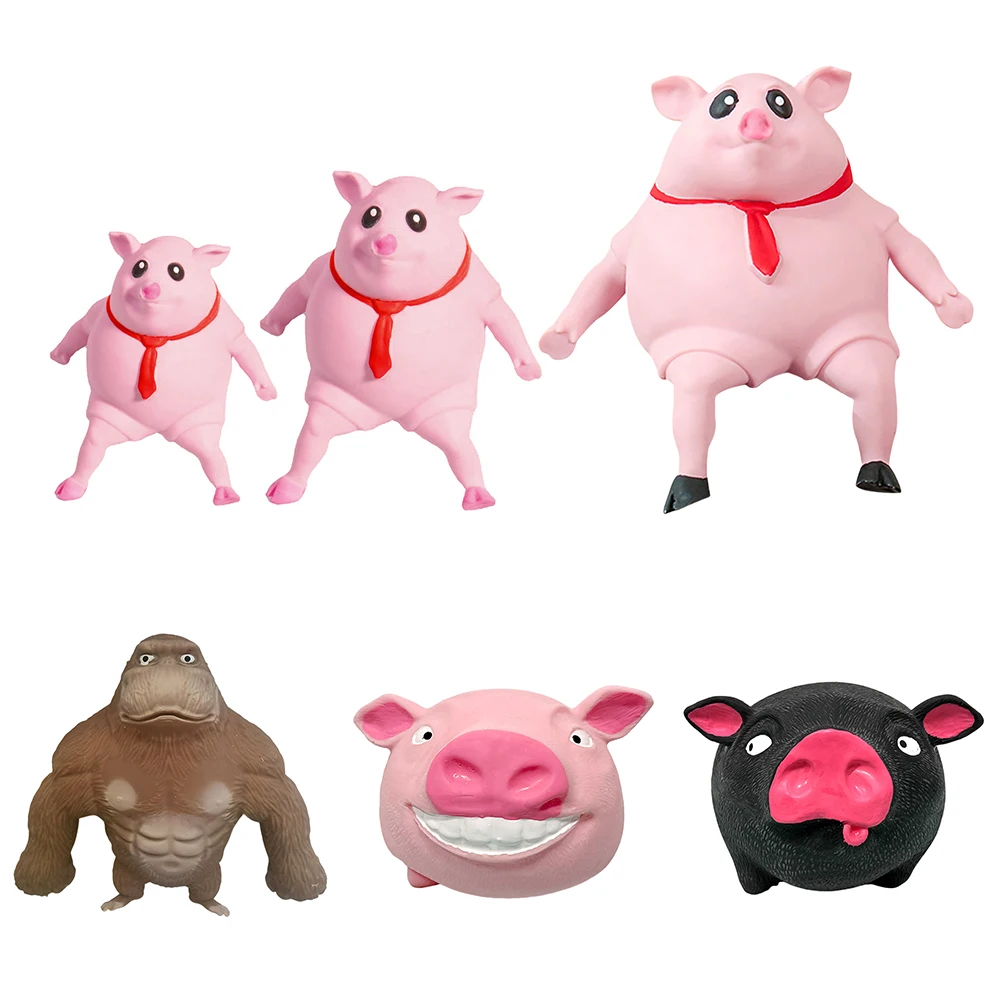 Plush Toy Pink Pig Squeezing Soft Comfortable Cartoon Animal Stress Relief Doll Anti Stress Stretch Rebound For Kids Adults fidget toys