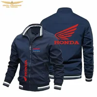 Veste de course Honda HRC pour hommes, avec logo Goldwing GL1800, col montant, fermeture éclair, manteau pour motocycliste, coupe-vent décontracté, Streetwear Bombe 3