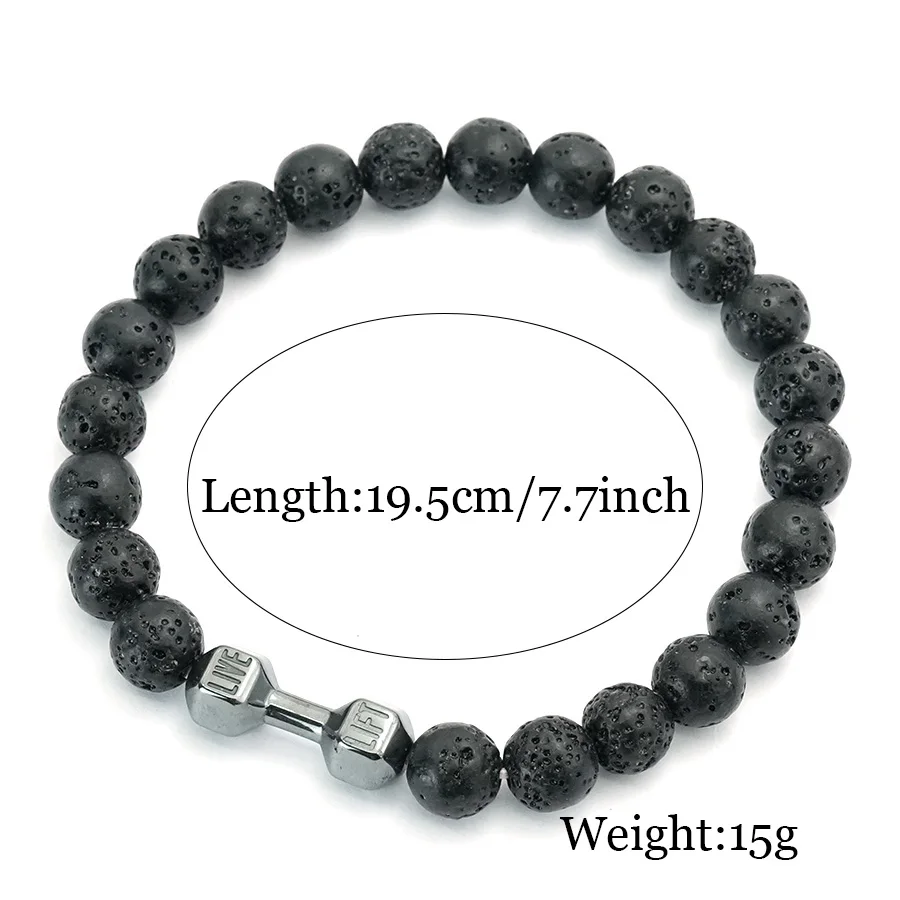 Volcanic Stone Hematite Mens Meditation Bracelet