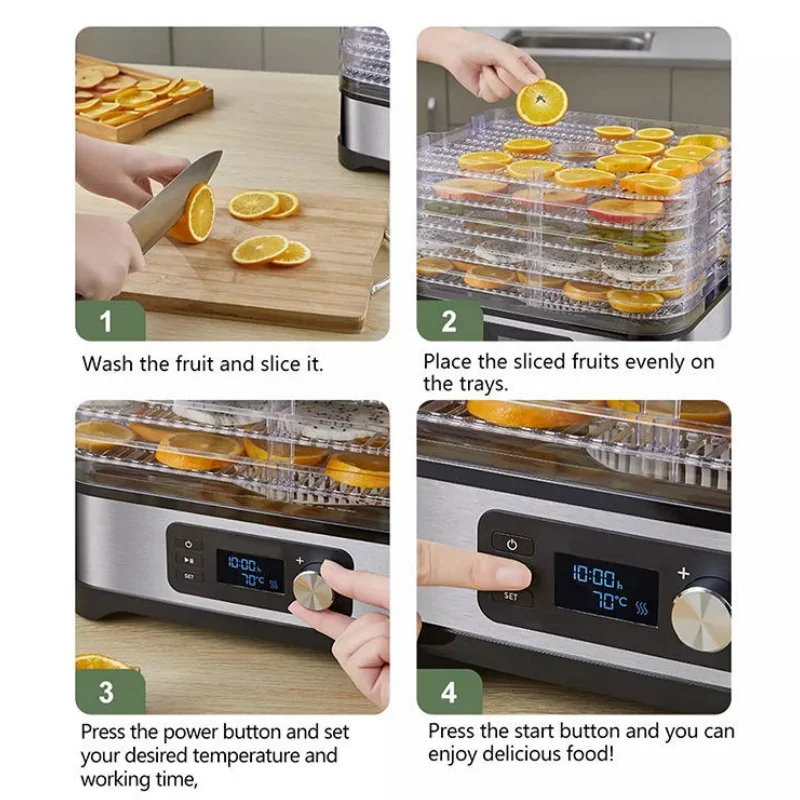 400 Watt Fruit Dryer Stainless Steel Electric Mini Home Food Dehydrator 3