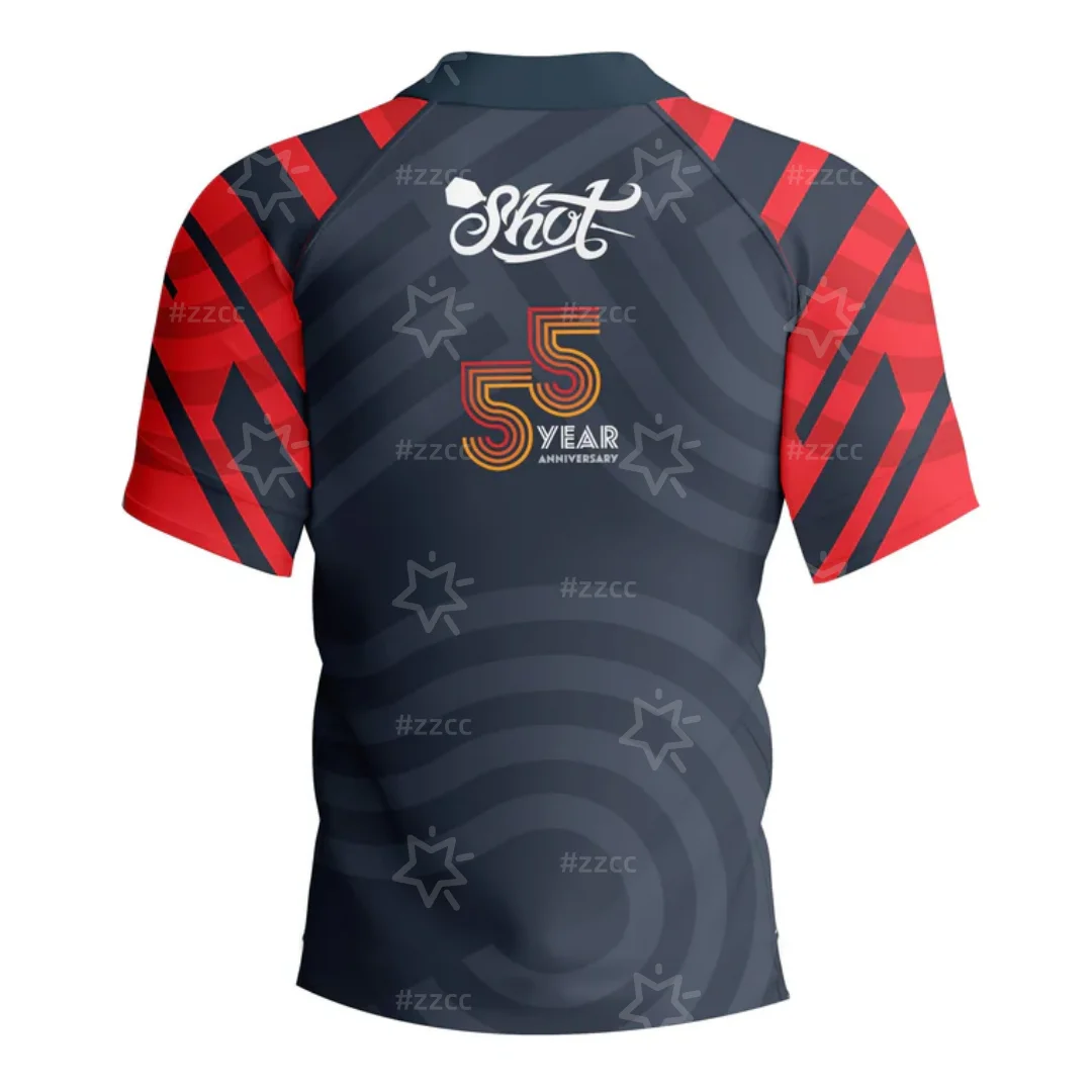 Shot Dart Shirt 55주년 기념 - 블랙 & 레드 스포츠 레저 빠른 건조 남성 티셔츠 아동복 티셔츠 Y2k 여성