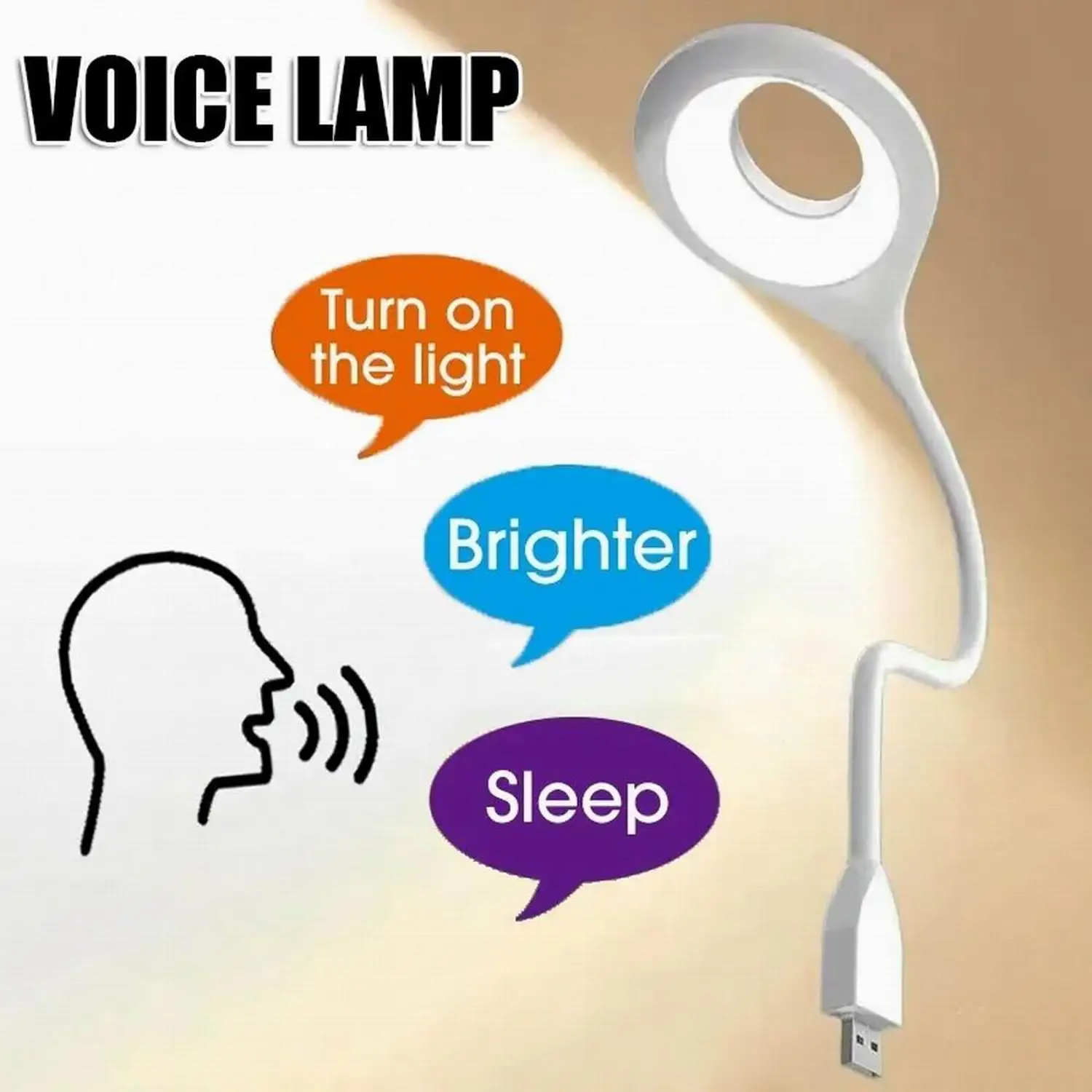 

Dropshipping Wholesales Price Smart Portable Voice Control USB LED Night Light For Bedroom Sound Activated Reading Light Lamp