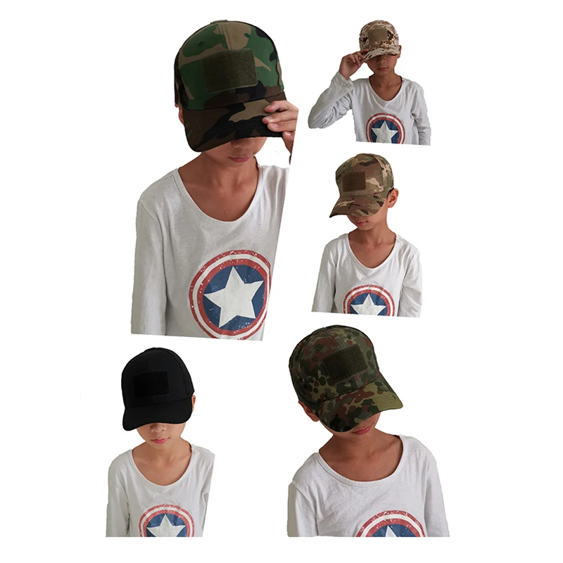 Tactical Summer Children's Cotton Student Camouflage Hats Jungle Hunting Caps Baby Boy Girl Hip-Hop Adjustable Baseball Caps