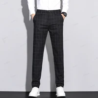 High Quality Autumn Plaid Suit Pants Men Fashion Business Solid Color Office Slim Long Casual Trousers Male Brand Clothing 28-38 2