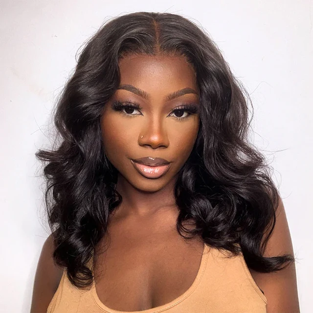 Tuneful-Perruque Bob Lace Front Body Wave Péruvienne Naturelle, Cheveux Humains, Documents Naturels 1