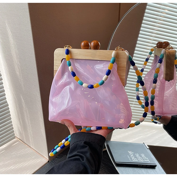 Beading Jelly Shoulder Bags Transparent PVC Crossbody Bags for Women Fashion Versatile Unique Design Internet Celebrity