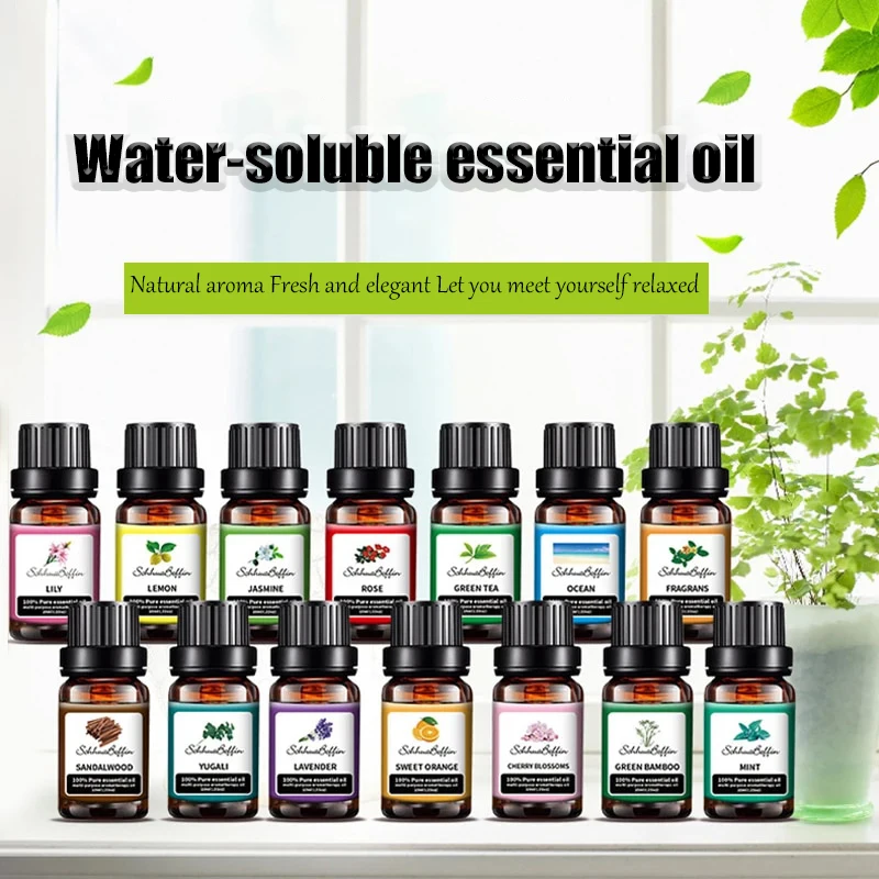 10ML Flower Fruit Essential Oil Water-soluble Relieve Stress Humidifier Aroma Diffuser Fragrance Lamp Air Freshening Aromatherapy Plant Essential Oils