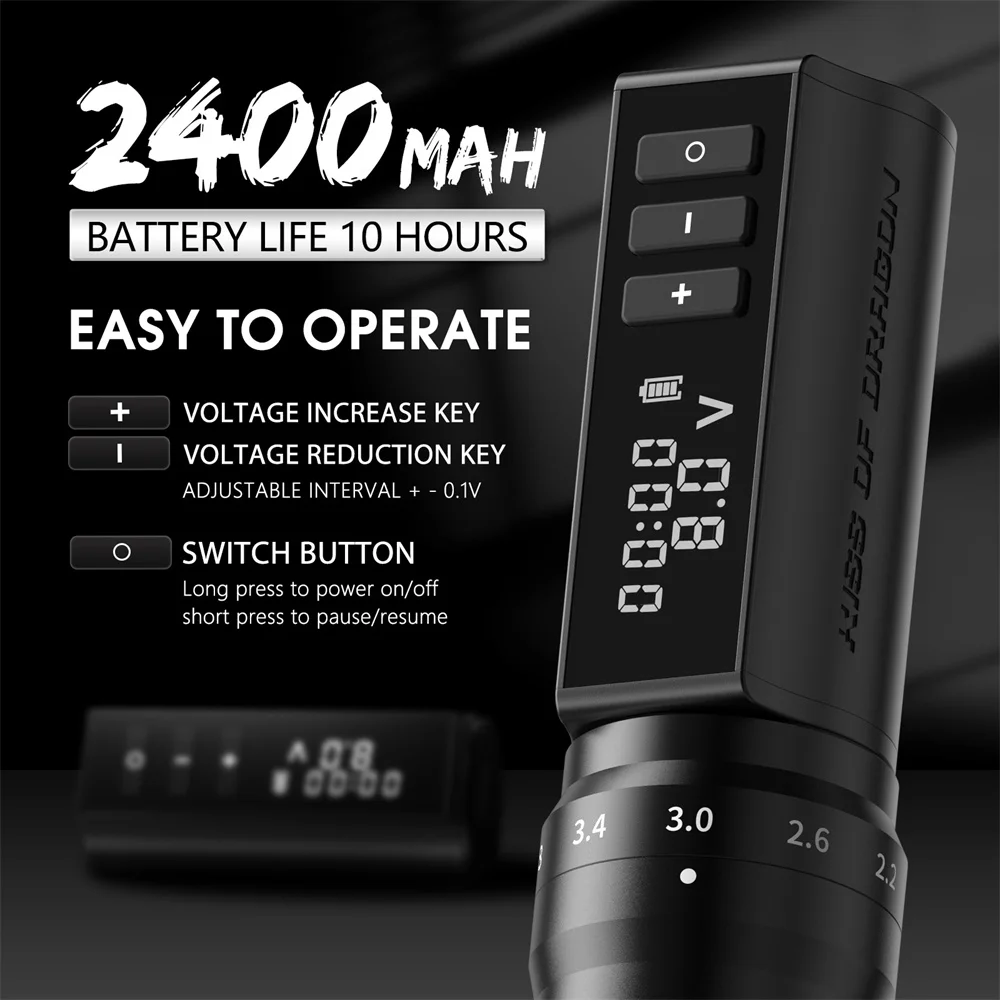 Kiss of Dragonワイヤレスタトゥーマシン Kiss of Dragon XNET Hunter MAX-入れ墨の芸術家のための調節可能な