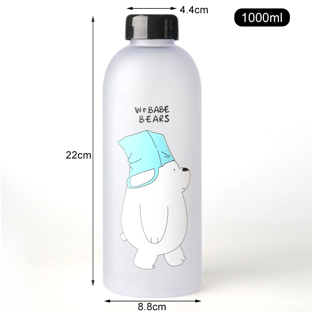 thumbnail image 1 of Botellas de agua Lindo oso panda Taza 1000ml Con pajita Transparente Botella de agua de dibujos animados Utensilios para beber Esmerilado A prueba de fugas Coctelera de proteínas, 1 of 5