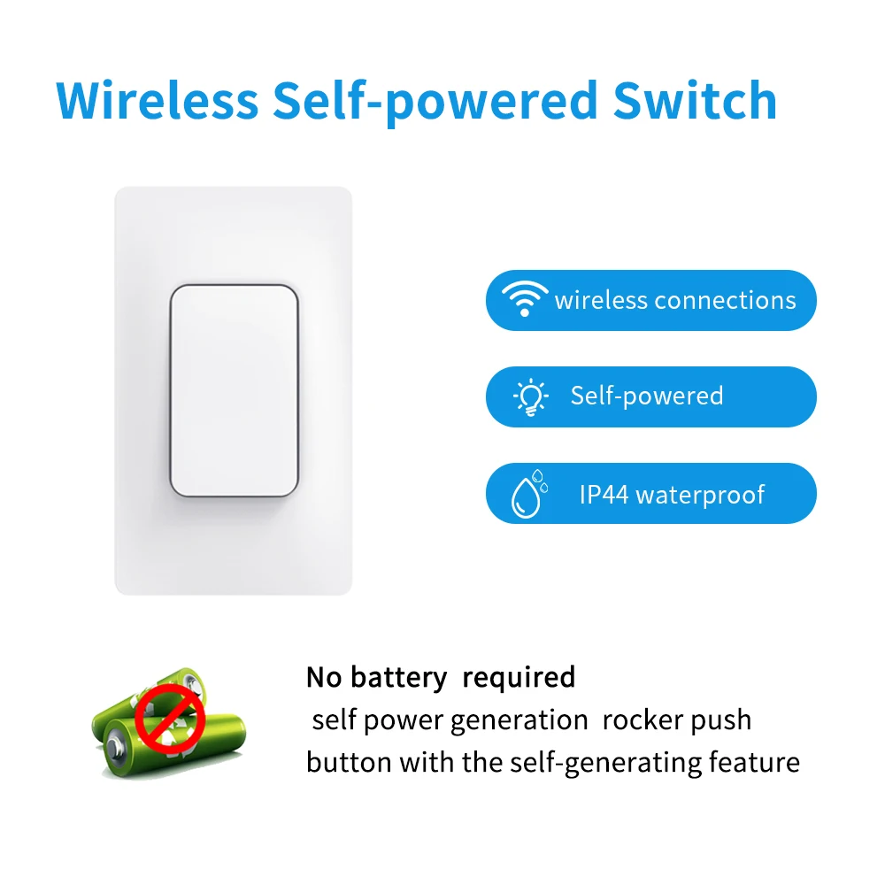 Tuya Smart Switch Set WiFi Wireless Remote Controller Timer No Battery Wall Panels Light Switch Work with Alexa Sensor Switch