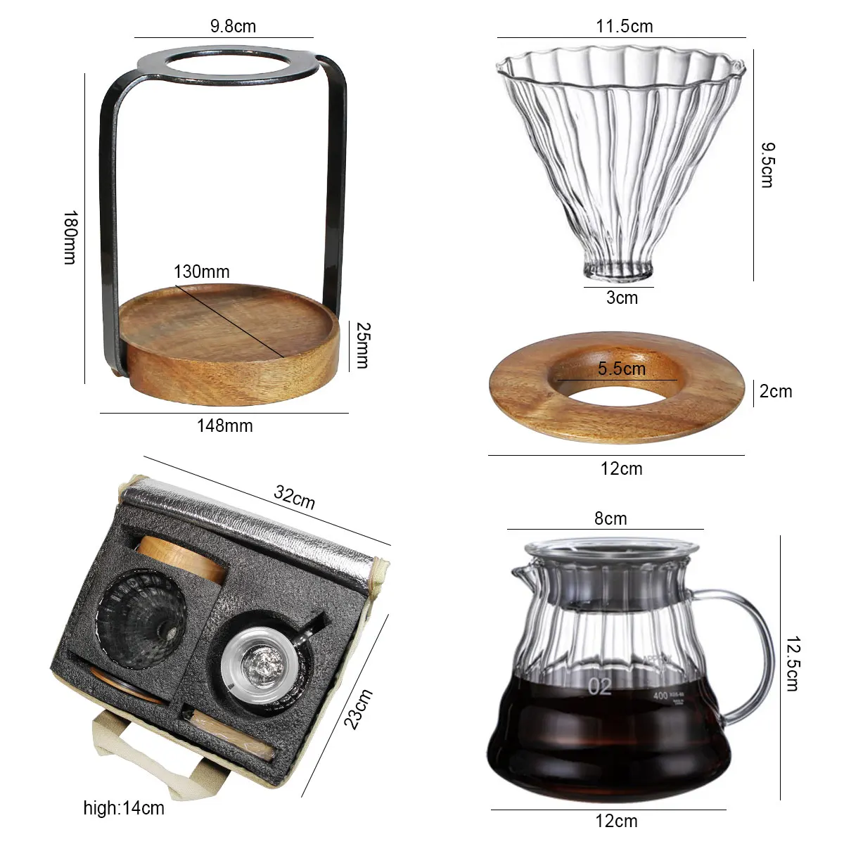 Pour Over Coffee Maker Set 4 in1 Coffee Maker Kit with Metal Drip Stand  Glass Server Coffee Filters Packing Bag for Home Outdoor - AliExpress
