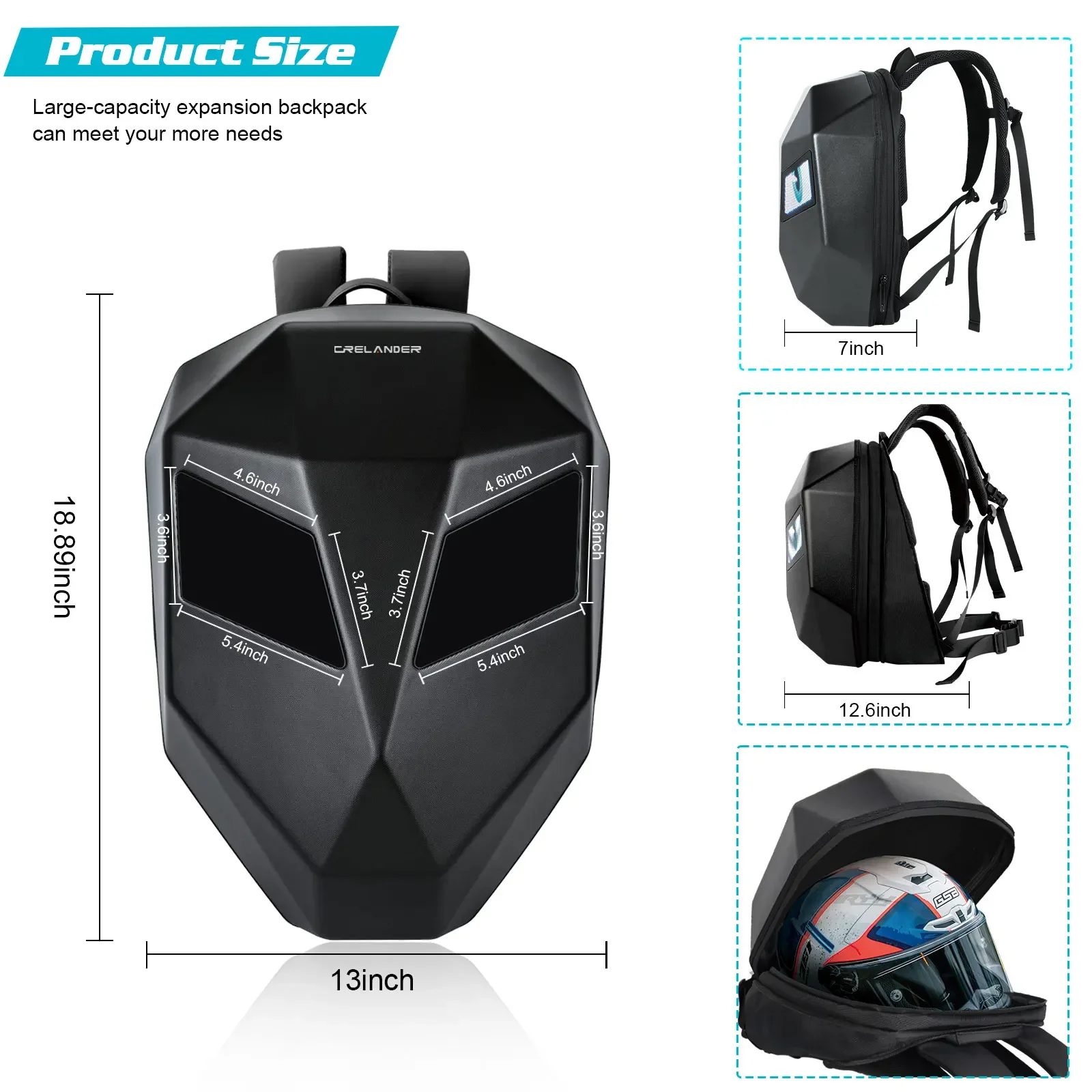 LED locomotive backpack Display scree APP backpack Business travel Laptop Cycling Backpack Men outdoor eyes bag for motorcycle led backpack