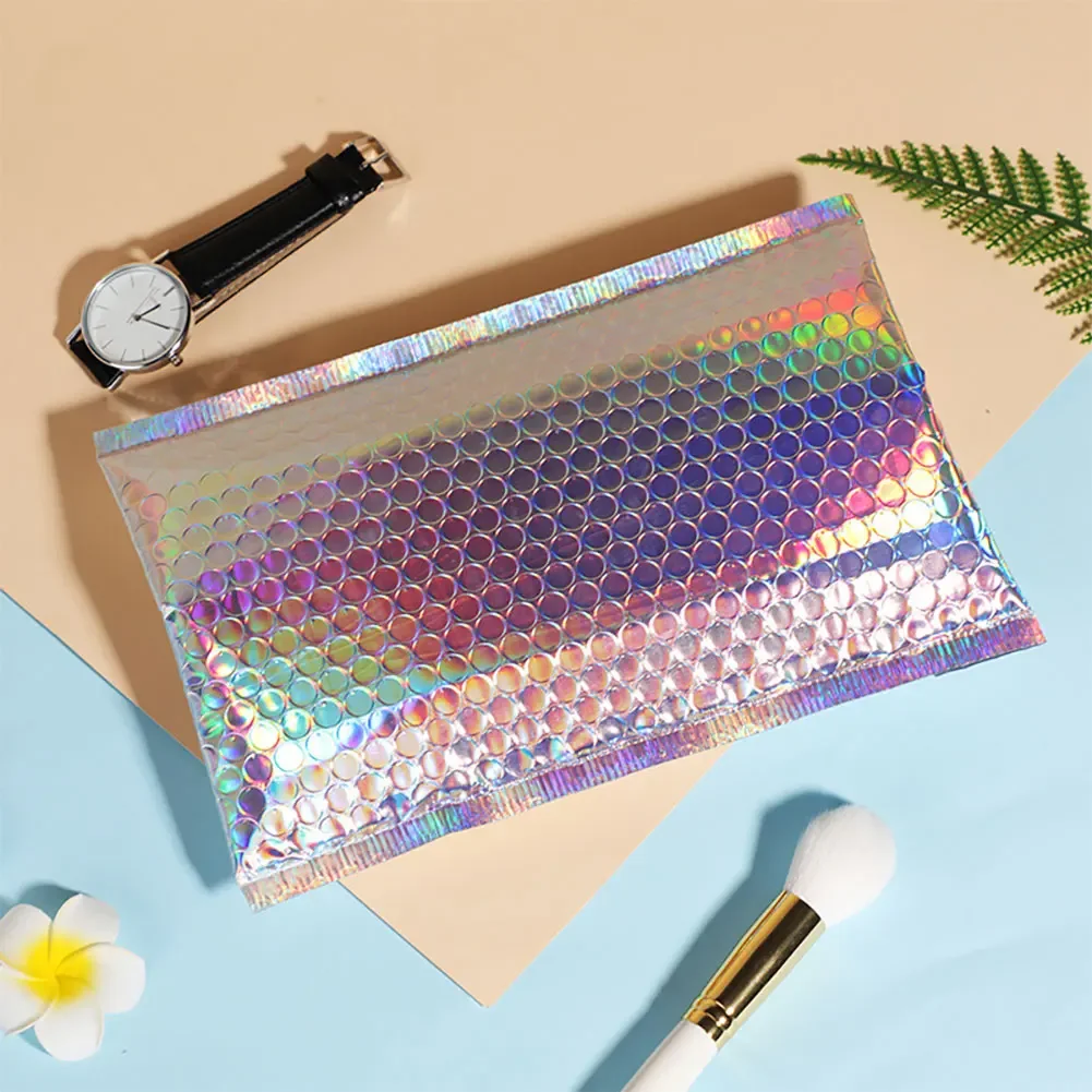 Self Seal Postal Gift Packaging Bags Bubble Mailers Aluminized Bags Laser Envelope Book Shipping Package Colorful 10Pcs/Lot
