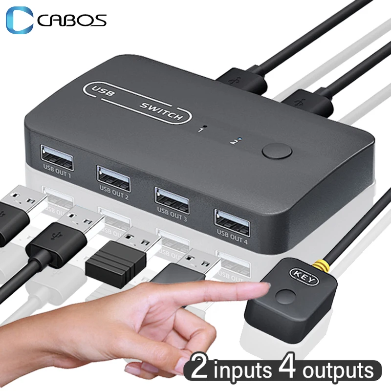 Usb Kvm Switch Adapter Sharer Impressora Sharer Mouse Controlador de Teclado Entradas Saídas