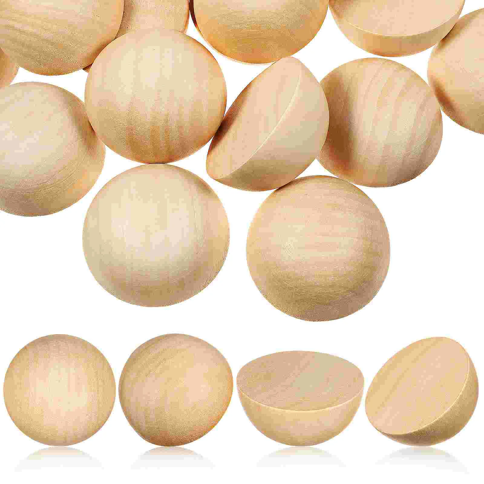 

40 Pcs Half Wooden Ball No Hole Beads Unfinished Balls Round Shapes For Crafts Decorative