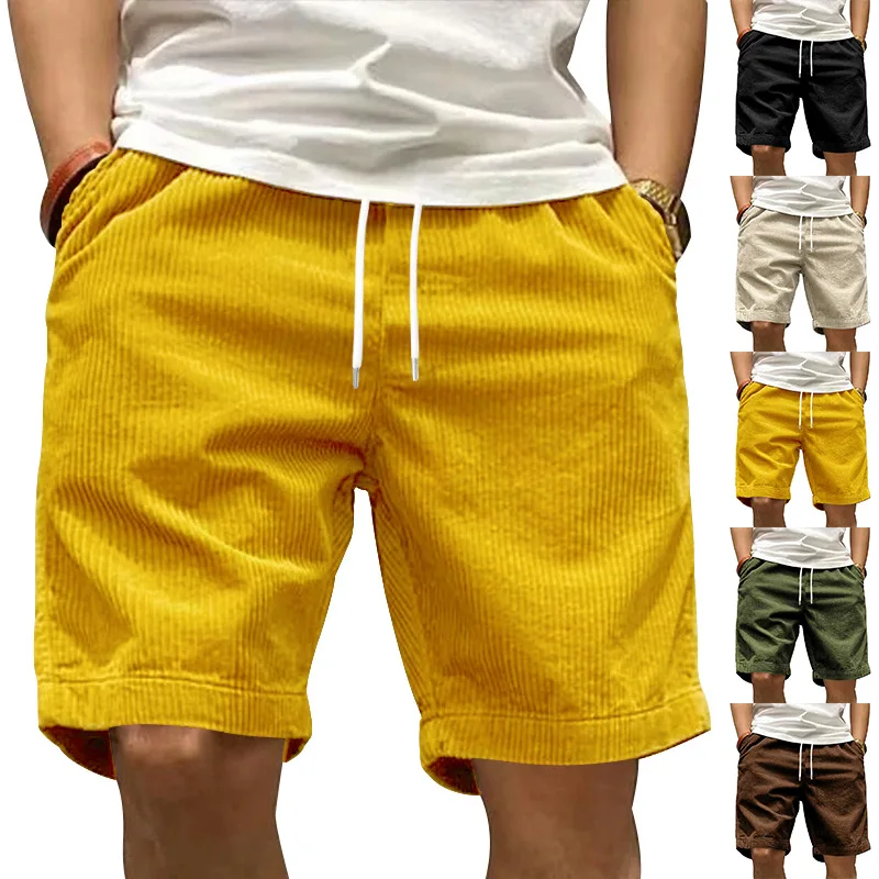2024 American Heavy Duty Work Shorts Summer I Trendy Retro Corduroy Fashion Brand Men's Casual Shorts 1
