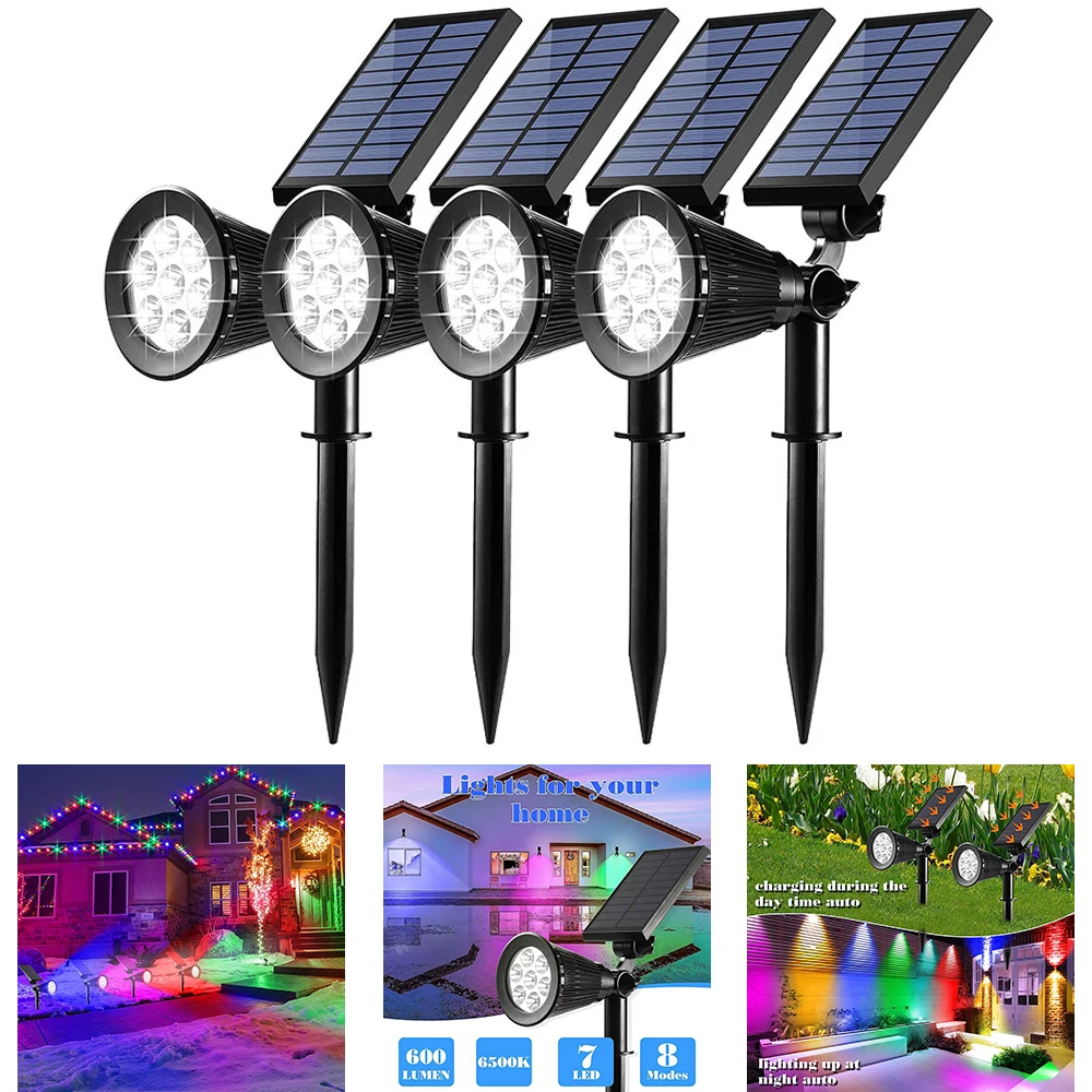 Solar Spot Light 7 LED Solar Landscape Spotlight Waterproof Security Wall Lights for Patio Yard Lawn Driveway Christmas Decor landscape rock light solar powered outdoor waterproof garden stone lights for yard patio pathway driveway lighting dropshipping