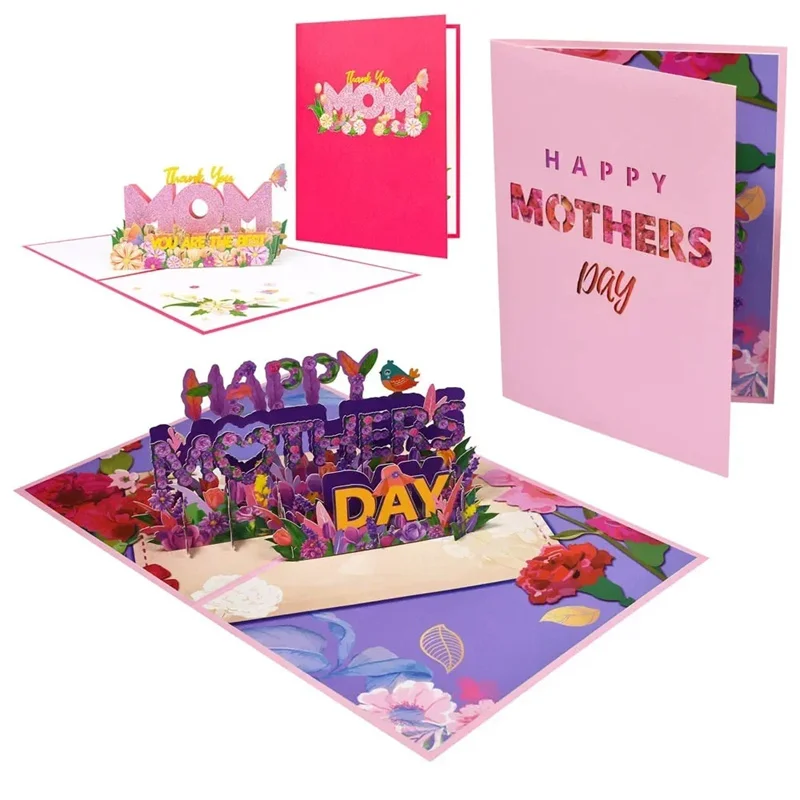 

Flowers Bouquet Greeting Cards for Mom Girl Wife Husband 3d Birthday Cake Pop-Up Greeting Cards Postcards Gifts with Envelope