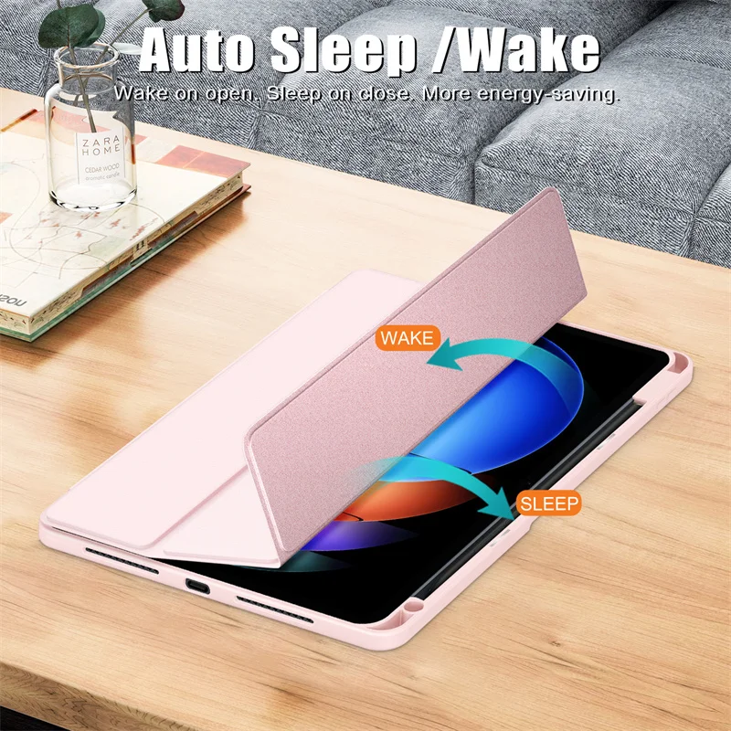 For Xiaomi Pad 6s Pro Case With Pen Holder Acrylic Back Fold