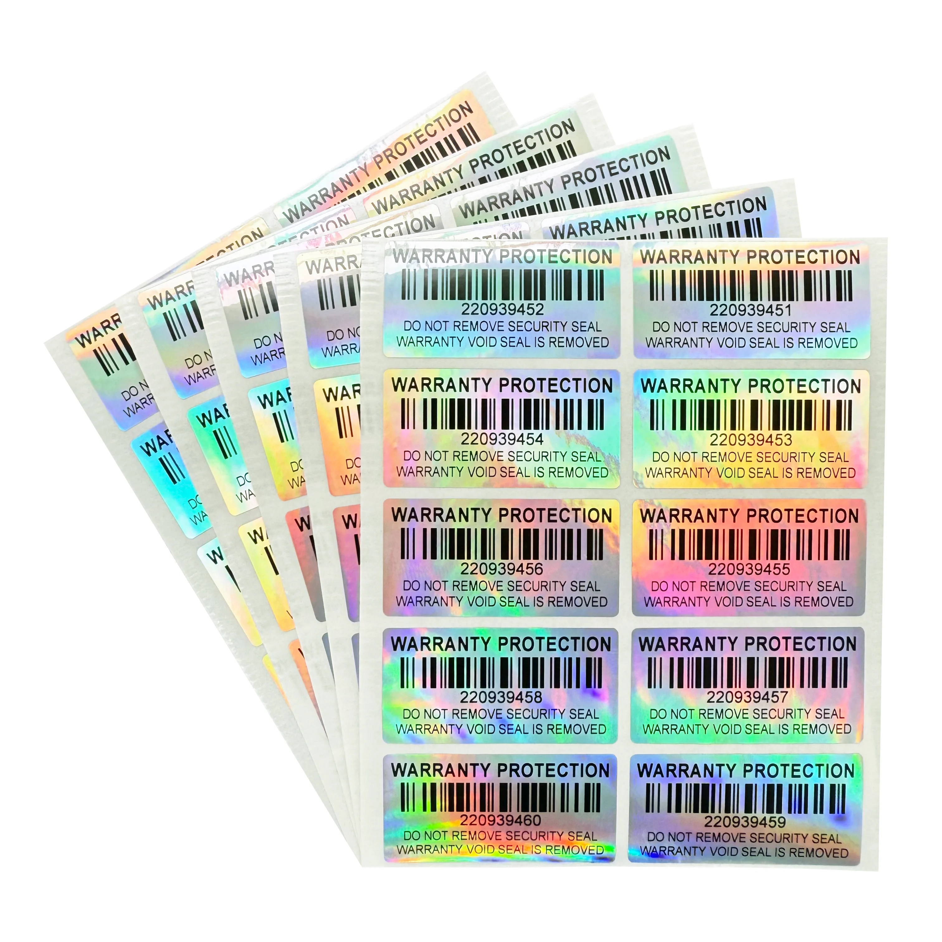100pcs 홀로그램 보증 보호 스티커 40X20mm 위조 방지 보안 씰, 변조 방지 일련 번호 라벨