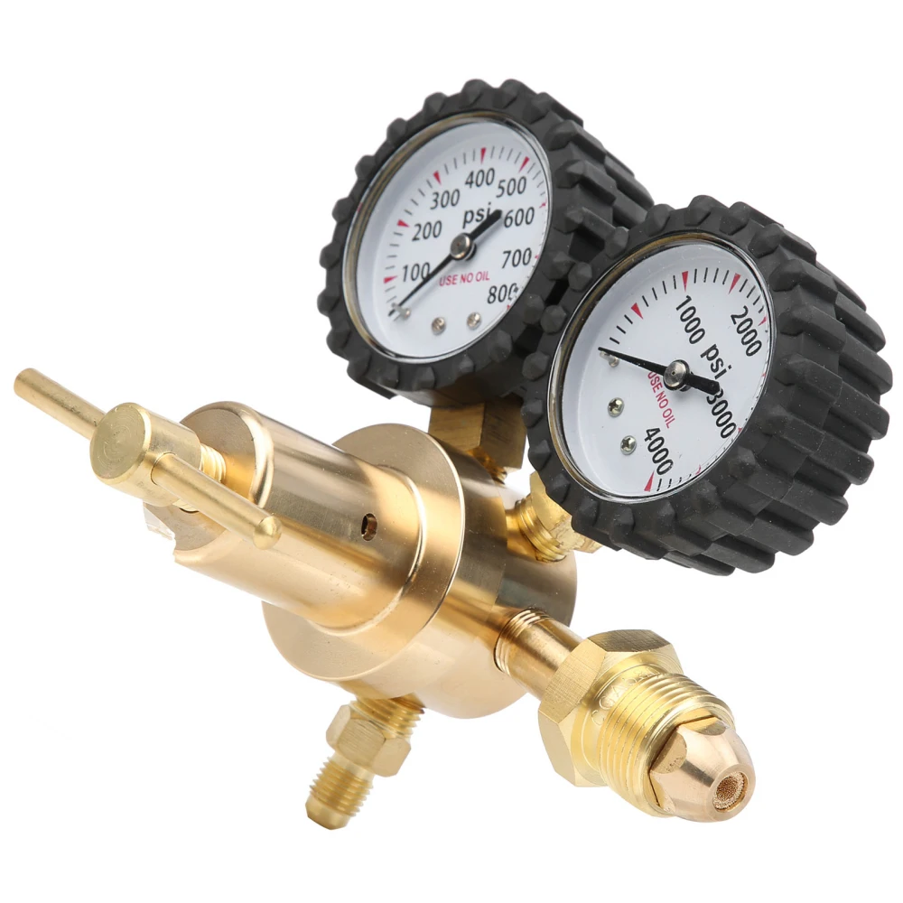 

Nitrogen Regulator Gauge Pressure Equipment 0-600PSI CGA580 Inlet 1/4 inch Flare Output Brass Connection Gauges Leakage Tests