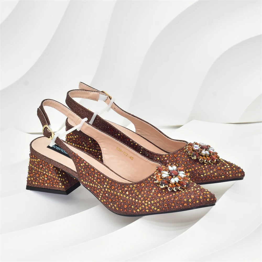 Latest Design Crystal Shoes and Bags To Match Set Nigeria Party