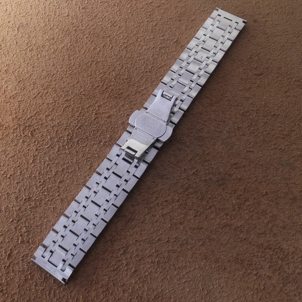 Silver Stainless Steel Polished Watch Strap with Butterfly Clasp