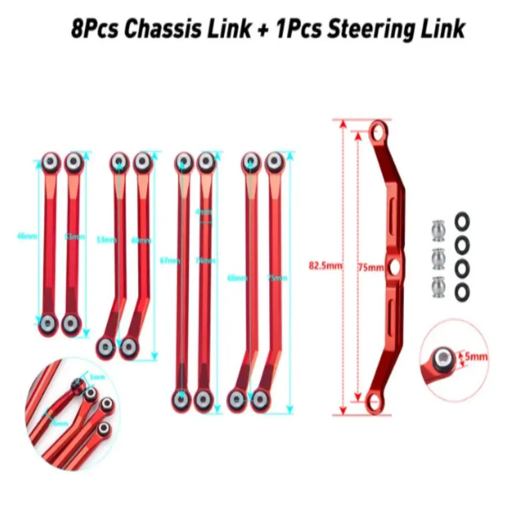 

RCGOFOLLOW 8x TRX4M Aluminium Alloy High Clearance Linkage Link Rod Kits for TRX-4M Bronco Defender 1/18 RC Car Upgrade Parts