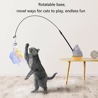 New cat funny cat stick steel wire long pole feather cute cat toy kitten fishing rotating self-pleasure relief pet toy 1