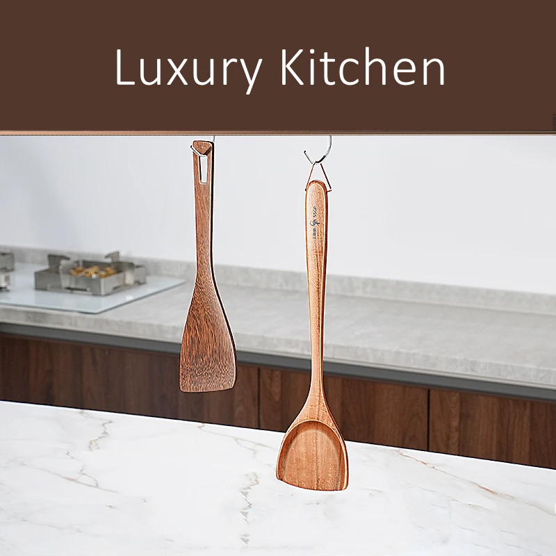 LFGB Certificated Wenge Spatula Ultra Thin Kitchen Turner Whole Log Cutting Wood Shovel Finely Polished Non-stick Cooking Tool