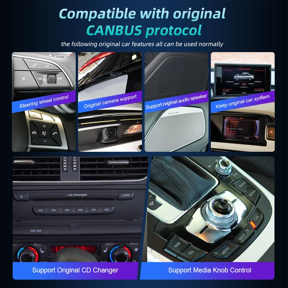 Android 13 8+128GB CarPlay For Audi A4 B8 A5 2008 2009 2010 MMI 2G High CD Changer Car Multimedia Player Stereo GPS Navi Screen