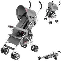 Poussette Moby-System Barton légère, pliable, grise, avec barre de protection et harnais pour enfants jusqu'à 15 kg 1