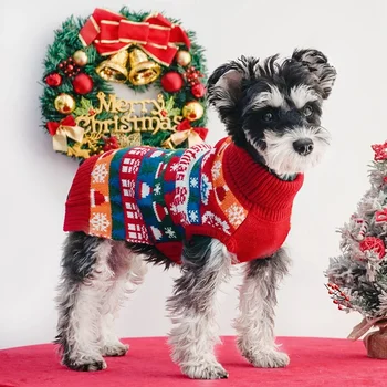 Puppy Sweaters Christmas Pet Clothes Winter Warm Pet Knitwear Clothing for Small Dogs Cute Warm Knitted Puppy Cat Costumes 1