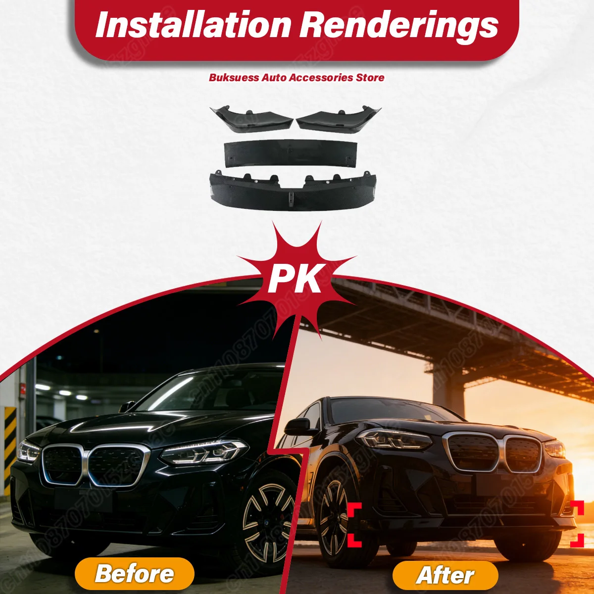 BMW X3 G01 X4 G02 IX3 G08 M 팩 2021 2022 2023 2024 프론트 범퍼 스포일러 립 레이싱 스플리터 셔블 서라운드 카 바디 키트