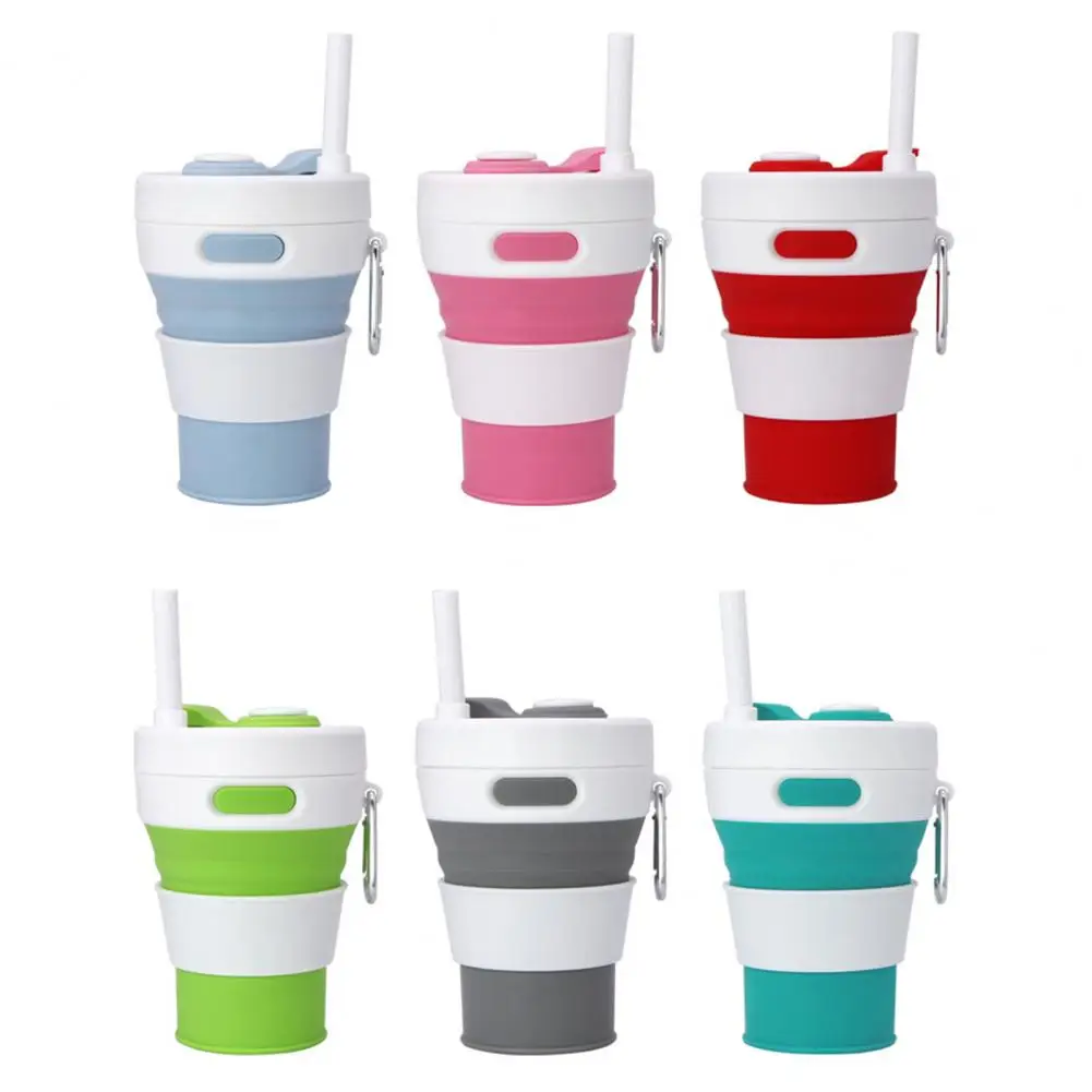 

450ml Coffee Cup Silicone Folding Camping Cup Leak Proof BPA Free Portable Cup Outdoor Travel Hiking Mug with Lids