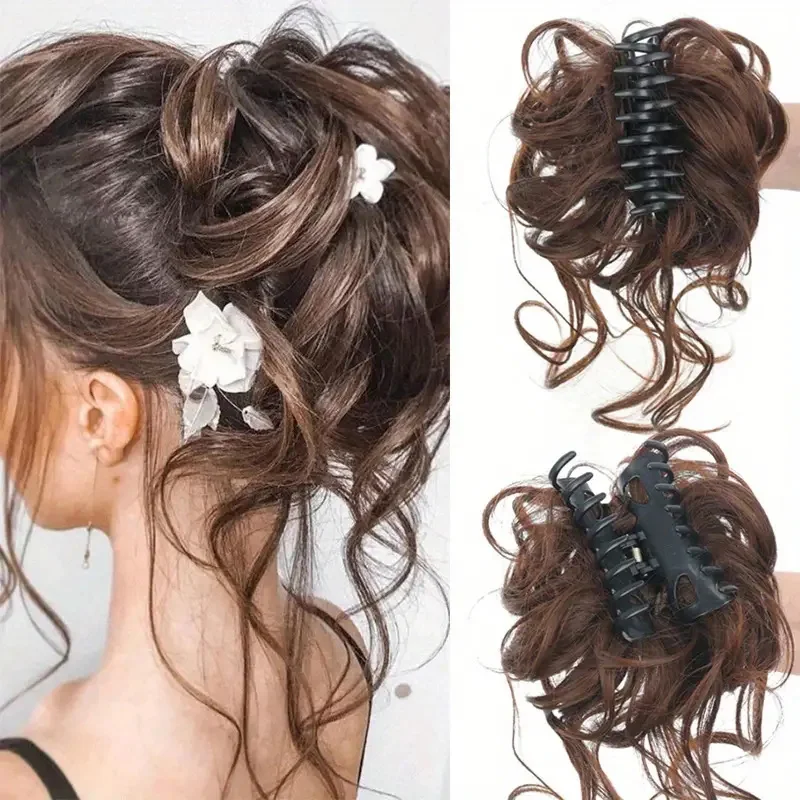

Messy Hair Bun Hair Scrunchies Extensions Curly Wavy Messy Synthetic Chignon For Women Updo Hairpiece Hair Accessories