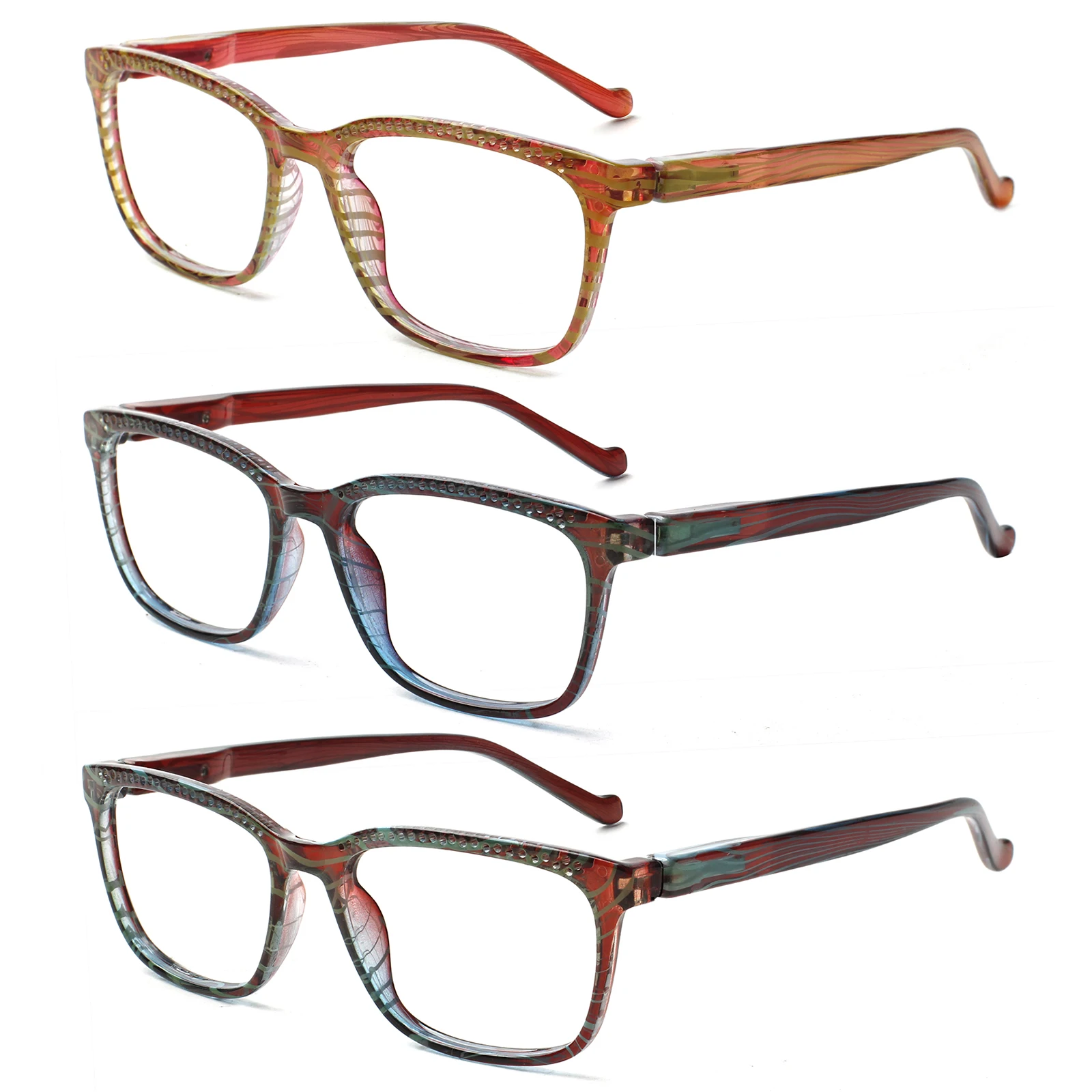 

TUREZING3 Universal Rectangular Spring Hinge Reading Glasses for Men And Women Simple Decorative Prescription Eyewear